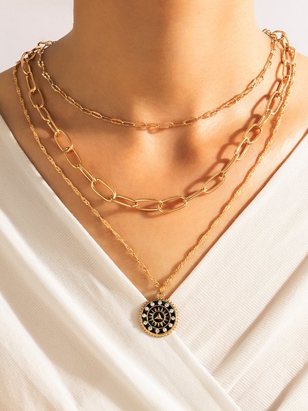 Zircon Compass Necklace Oval Chain Multilayer Necklace, Golden, Necklaces
Zircon Compass Necklace Oval Chain Multilayer Necklace, Golden, Necklaces