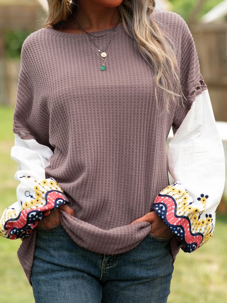 Long Sleeve Boho Shirts & Tops, Pink, Tops