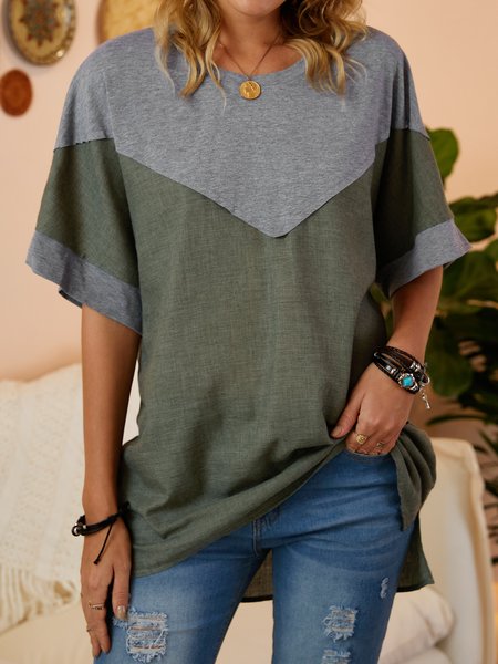 Color-Block Short Sleeve Crew Neck Cotton-Blend T-shirt, Picture color, T-Shirts
Color-Block Short Sleeve Crew Neck Cotton-Blend T-shirt, Picture color, T-Shirts