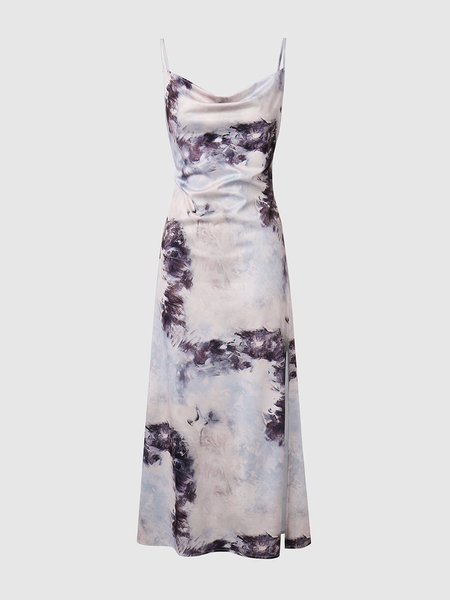 Spaghetti Graffiti Elegant Dress, Multicolors, Maxi Dresses