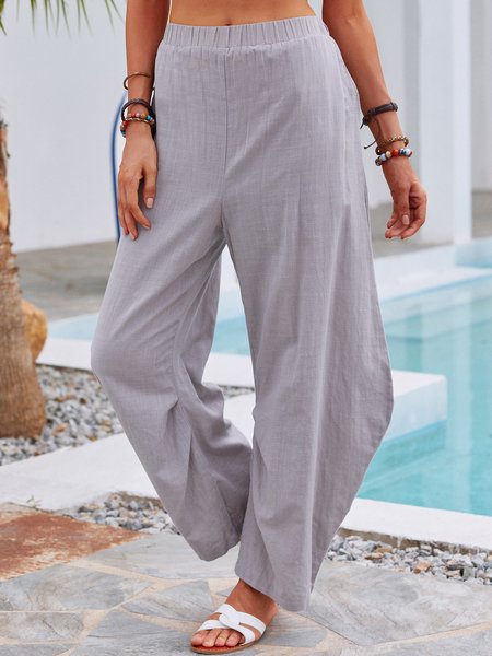 Asymmetric Casual Pants, Light gray, Pants