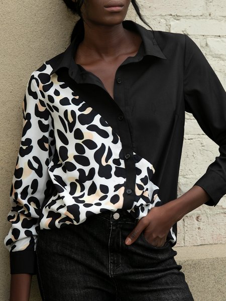 Satin A-Line Work Long Sleeve Top, Black, Blouses and Shirts