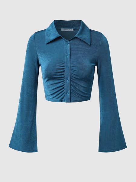 Casual Solid T-shirt, Blue, Tees