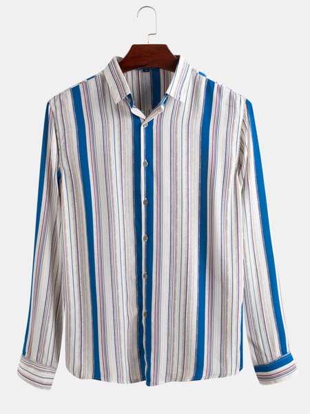 Stripes Casual Shirts & Tops, As picture, Men's Floral shirt