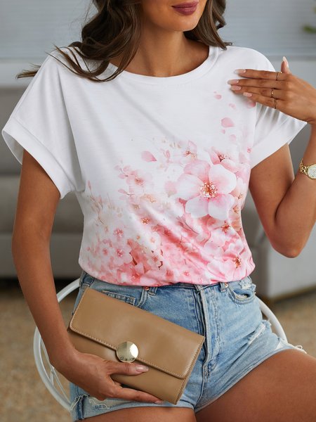 Floral Regular Fit Crew Neck Cotton Blends Short Sleeve T-Shirt, White, T-Shirts
Floral Regular Fit Crew Neck Cotton Blends Short Sleeve T-Shirt, White, T-Shirts