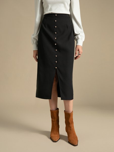 Sheath Solid Daily Midi Skirt, Black, Midi Skirts
Sheath Solid Daily Midi Skirt, Black, Midi Skirts