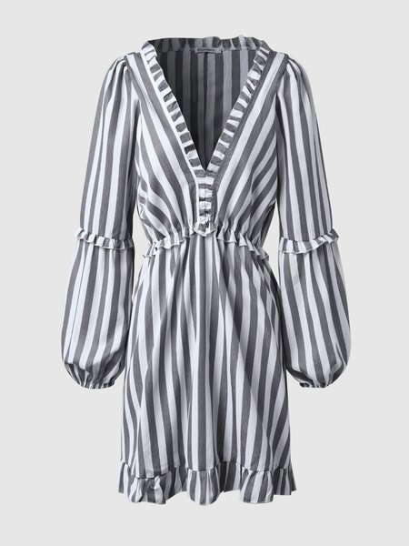 Gray Ruffled A-Line Long Sleeve Deep-V-Neck Mini Weaving Dress, Mini Dresses
Gray Ruffled A-Line Long Sleeve Deep-V-Neck Mini Weaving Dress, Mini Dresses