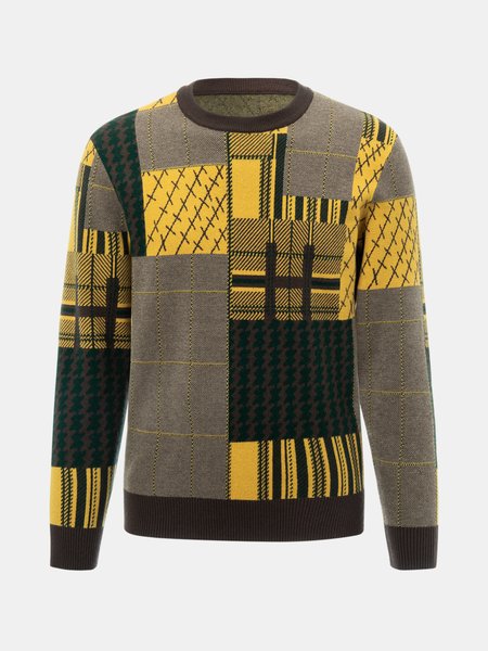 Long Sleeve Casual Crew Neck Sweater, Color1, Men's Sweater