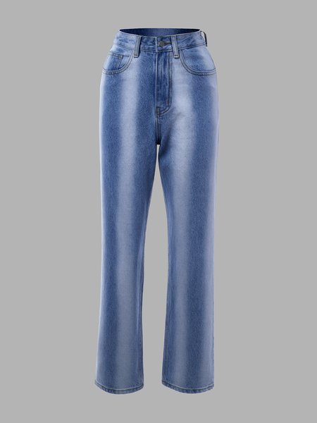 Casual Pants, Blue, Straight Leg Pants