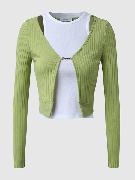 Sexy Two Piece Sets, Green, Tops