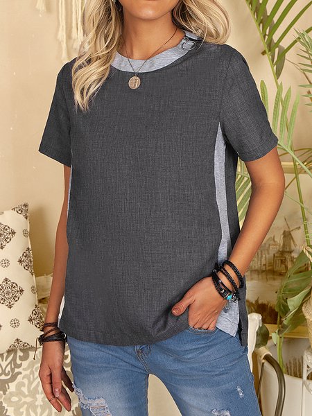 Color Block Crew Neck With Zipper Short Sleeve T-Shirt T-shirt, Gray, T-Shirts
Color Block Crew Neck With Zipper Short Sleeve T-Shirt T-shirt, Gray, T-Shirts