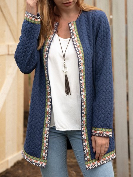 Dark Blue Jacquard Appliqued Long Sleeve Knit coat, Cardigans
Dark Blue Jacquard Appliqued Long Sleeve Knit coat, Cardigans