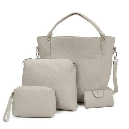 

Women 4 PCS Versatile PU Leather Bucket Bag High-end Hobos Bag Handbag, Light gray, Tote Bags
