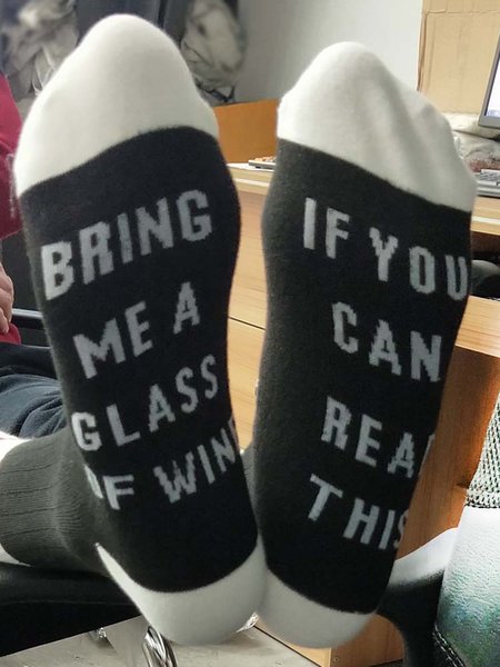 

Creative Letter Printed Casual Cotton Stockings, Black, Socks