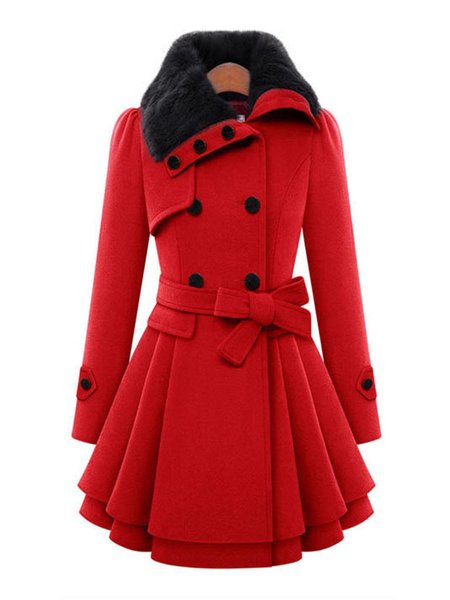 

Womens Plus Size Winter Coat Vintage Fur Lined Warm Coat, Red, Jackets& Coats