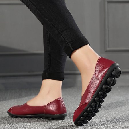 

Scarpe Piatte per Donna Grande Taglia Pelle Spaccata Pannello, Bordeaux, Platform