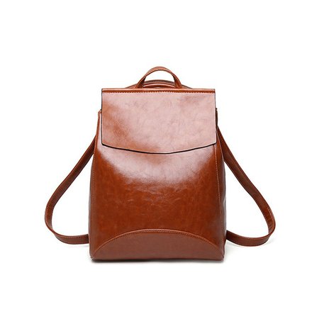 

Chic Women PU Leather Multi Pockets Casual Backpack, Brown, Bags