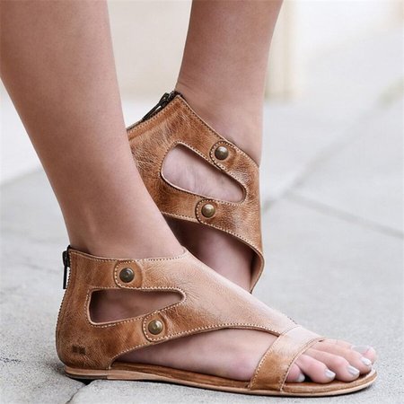 

Womens Sandals Flat Gladiator Thong Casual Summer Shoes, Khaki, Sandals