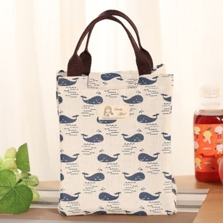 

Cartoon Pattern Bag Cooler Bag Bento Picnic Pouch Lunch Container MAMA's bag, Little whale, Storage Bags