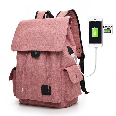 

Donna Tela Zaino Casuale USB Interfaccia ricarica Spalla Borse Per Adolescente, Rosa, Accessories