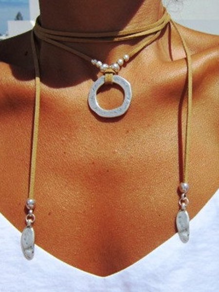 

wrap minimal Boho bohemian hippy gypsy necklaces, Brown, Necklaces