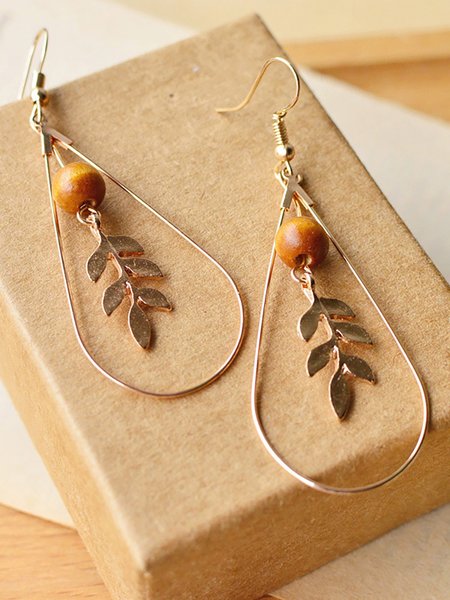 

Womens Vintage Alloy Leaf Earrings, As picture, Others