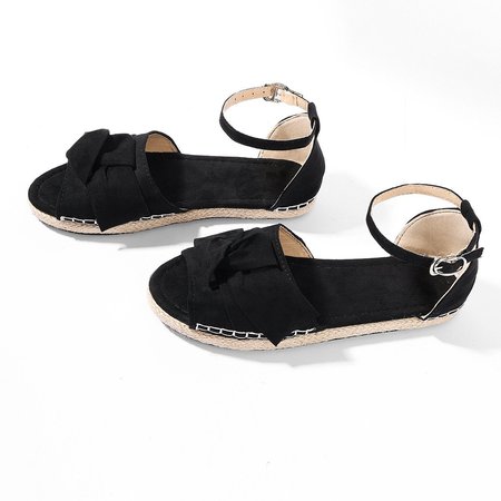 

Sandali Cinturino alla Caviglia Scarpe Piatte Allacciare Scarpe Scamosciato Espadrillas, Nero, Sandals