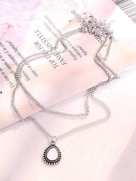 

Womens Alloy Round Drop Necklaces, As picture, Acc