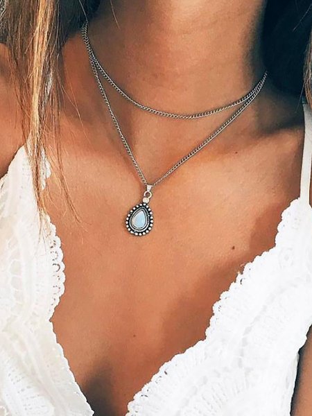 

Womens Alloy Round Drop Necklaces, As picture, Necklaces