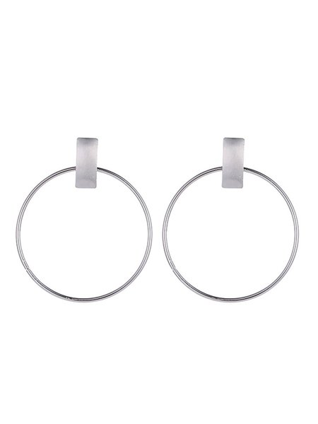 

Minimalist Big Circle Round Elegant Geometric Statement Stud Earrings, Silver, Earrings