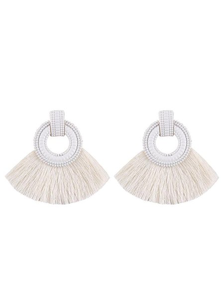 

Womens Tassel Alloy Earrings, White, Earrings