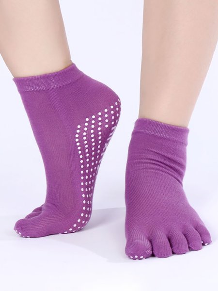 

Womens Fingers Cotton Socks, Deep purple, Socks