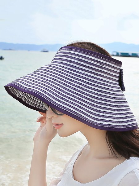 

Women Foldable Bowknot Empty Top Wide Brim Beach Sun Straw Hat, 6#, Hats & Headwear
