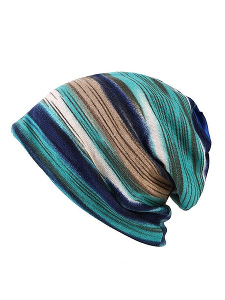 

Womens Cashmere Colorful Stripe Casual Outdoor Windproof Caps Collars Scarfs, Blue-1, Hats