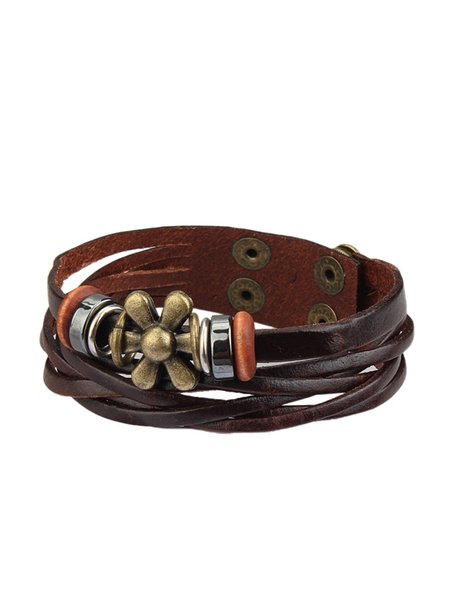 

Womens Leather Flower Bracelets, Coffee, Winter Clearance