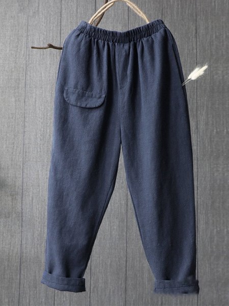 

Casual Cotton Pockets Pants, Blue, Pants