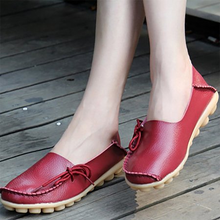 

Lace-up PU Daily Round Toe Flats, Yellow, Flats