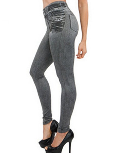 

Sexy Plain Faux Demin Pants, Gray, Bottoms