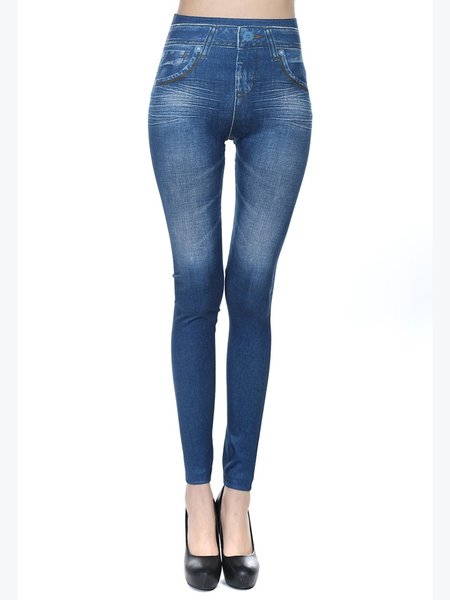 

Sexy Fake Demin Pockets Leggings, Gray, Pants