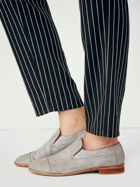 

Plus Size Solid Slip On Loafers Casual Low Heel Loafers, Gray, Auto-Clearance