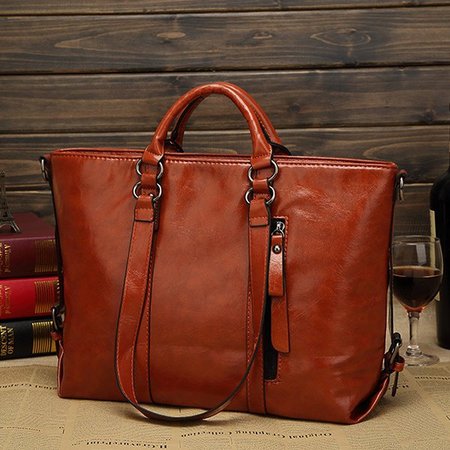 

Women High Capacity Stylish PU Leather Messenger Bag Socialite Handbag, Brown, Bags