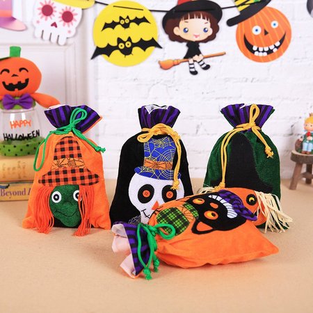 Halloween Children's Candy Tote Bag Witch Pumpkin Drawstring Party Dress Up Props 1#/One-size