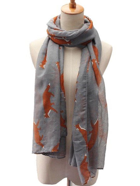 

Fox Print Soft Women Scarf, Gray, Women Scarves & Shawls