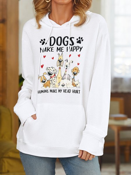 

DOGS MAKE ME HAPPY Sweatshirt, White, Sweatshirts & Hoodies