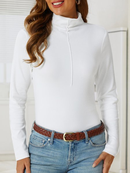 

Regular Fit Casual Turtleneck T-Shirt, White, T-Shirts