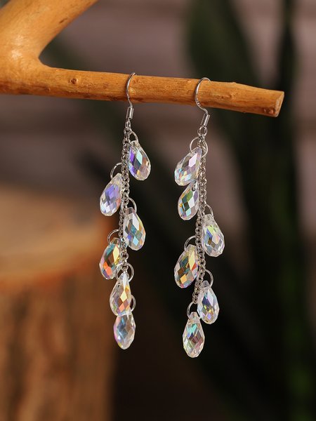 

JFN AB Color Long Waterdrop Tassel Earrings Dresses Jewel, Multicolor, Necklaces