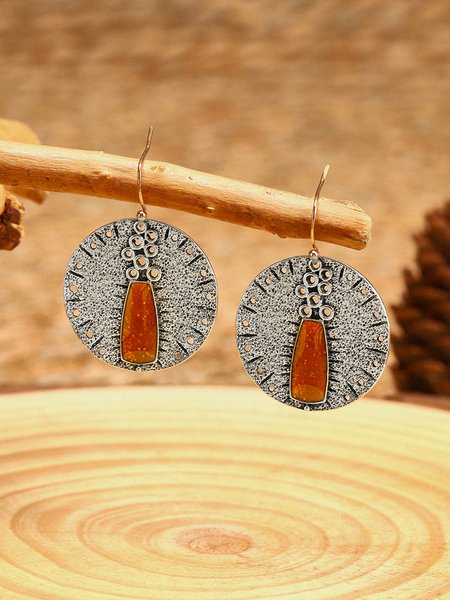 

Vintage Ethnic Geometric Texture Crystal Earrings, As picture, Earrings