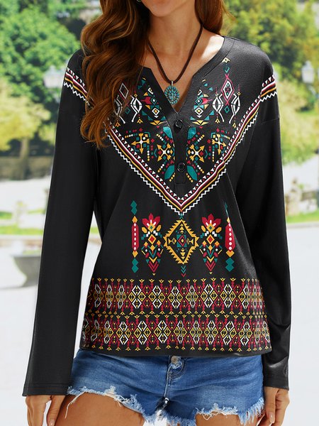 

Ethnic Regular Fit Casual T-Shirt, Black, T-Shirts