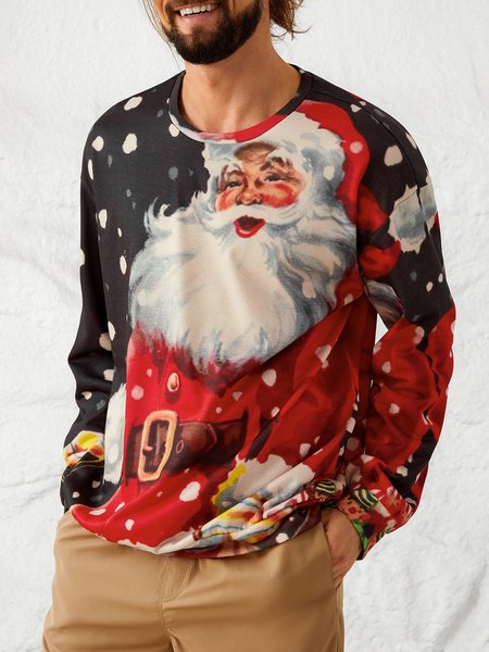 

Men's Christmas Graphic Print Crew Neck Sweatshirt, Red, Hoodies&Sweatshirts