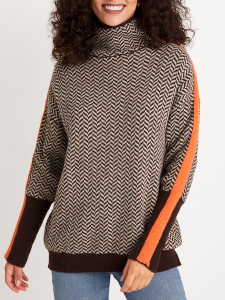 

Coffee Long sleeve Turtleneck Daily Regular Fit Sweater, Sweaters